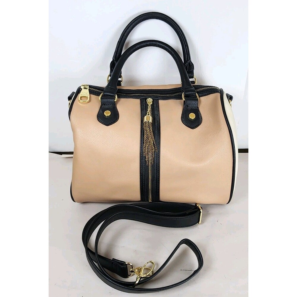 Steve Madden Purse Large color block neutral peach‎ cream tassel chain zipper